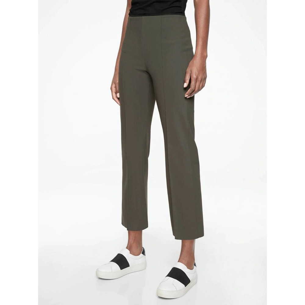 Athleta Womens Mercurial Crop Flare Pant Size XS Arbor Olive Green Work Pintuck